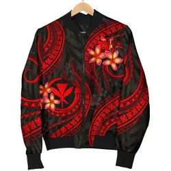 Polynesian Hawaii Men Bomber Jacket - Red Plumeria
