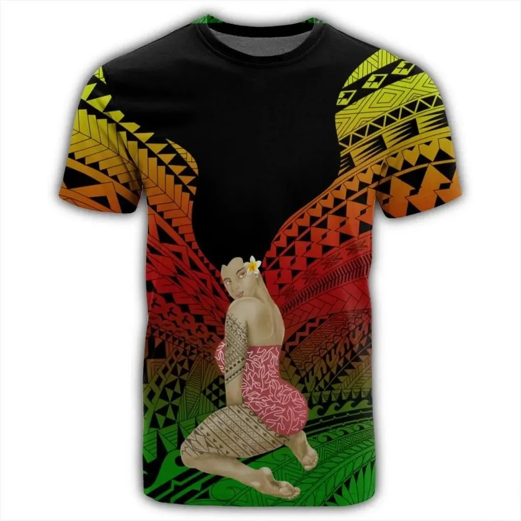 Alohawaii Tee - Hawaii Polynesian Hula Girl Wearing Plumeria T-Shirt Reggae - AH - J5R