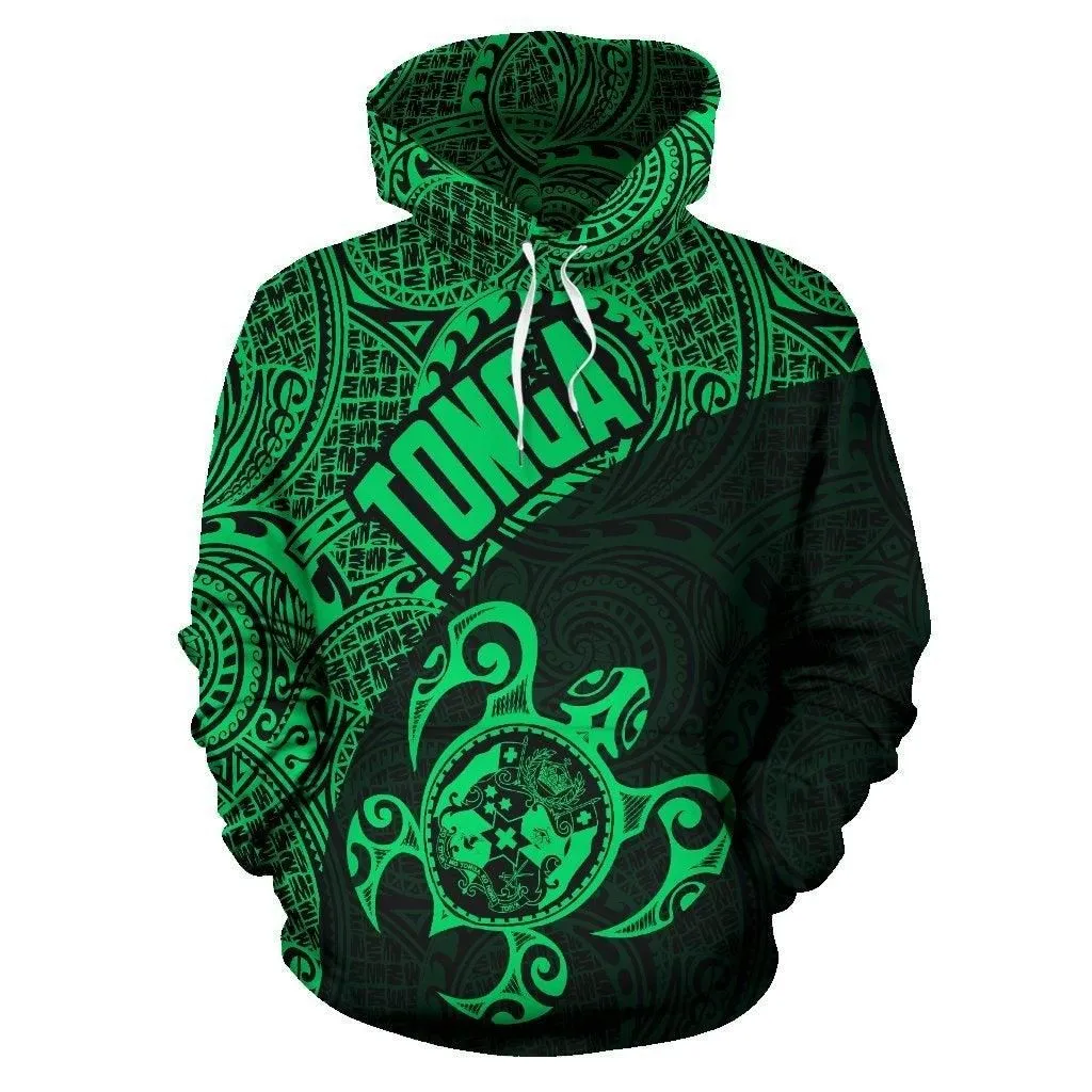 Tonga Hoodie - Tonga Coat of Arms In Turtle Polynesian Tattoo 040