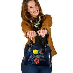Palau Polynesian Shoulder Hand Bag - Blue Turtle Hibiscus