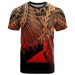 Tokelau Polynesian Custom Personalised T shirt - Tribal Wave Tattoo Red Ver 2
