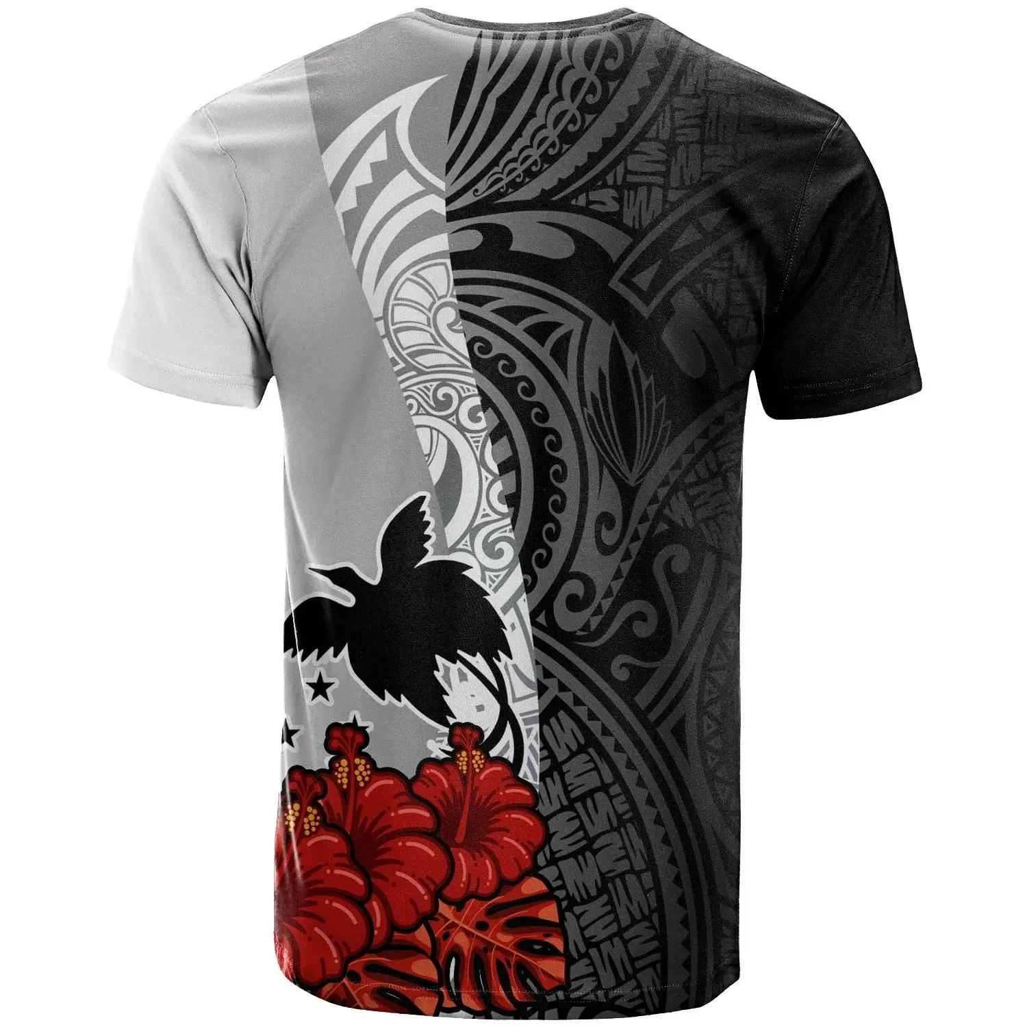 Papua New Guinea Polynesian Custom Personalised T-Shirt - Coat Of Arms With Hibiscus White - BN12