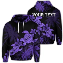 (Personalised) Hawaii Turtle Plumeria Coconut Tree Polynesian Hoodie - Purple