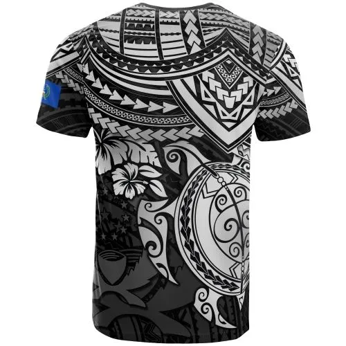 Pohnpei T shirt - Pohnpei Flag White Turtle Hibiscus