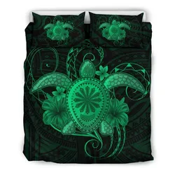 Hawaii Turtle Hibiscus Polynesian Bedding Set - Full Style - Green