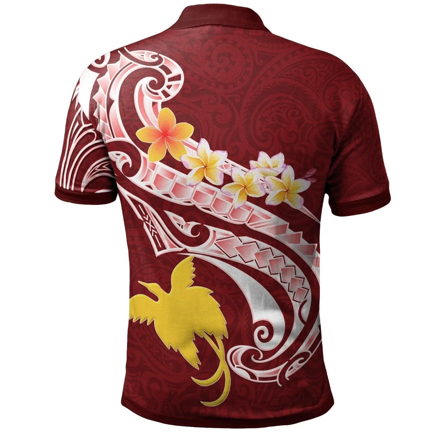Papua New Guinea Polo Shirt - PNG Seal Polynesian Patterns Plumeria