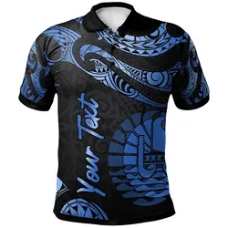 Tahiti Polynesian Custom Personalised Polo Shirt - Poly Tattoo Blue Version