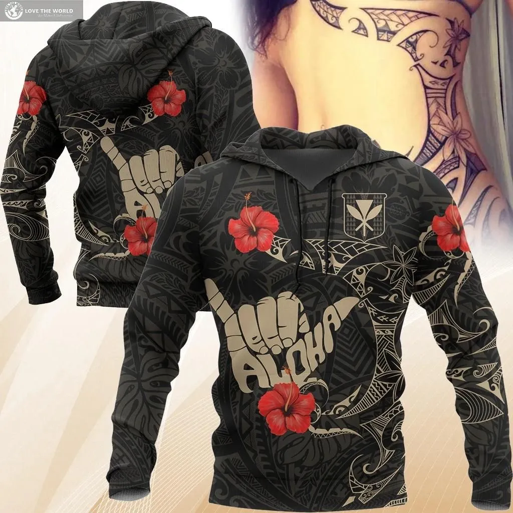 Alohawaii Clothing - Hoodie Kanaka Maoli (Hawaiian) - Hibiscus Tattoo A7