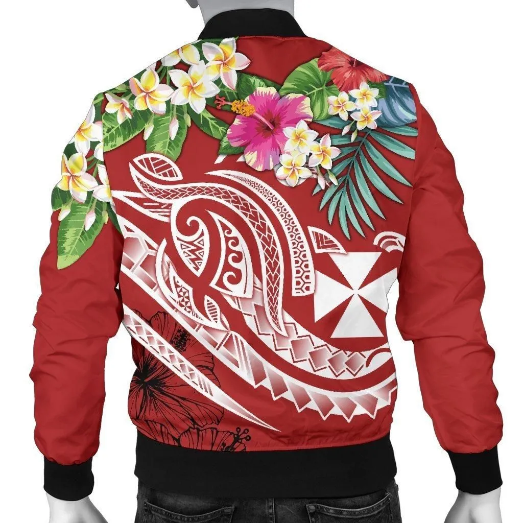 Wallis and Futuna Polynesian Mens Bomber Jacket - Summer Plumeria Red