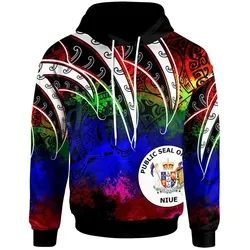 Niue Hoodie - Tropical Leaf Rainbow Color