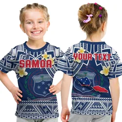 (Custom Personalised) Samoa T Shirt KID Samoan Plumeria Flowers Mix Polynesian Pattern LT14