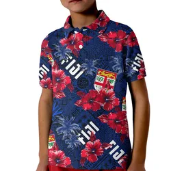 Fiji Hibiscus Polo Shirt KID Hawaii Style No.2 LT6