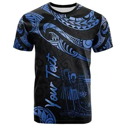 Fiji Polynesian Custom Personalised T-Shirt - Poly Tattoo Blue Version