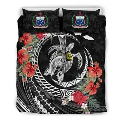 FamilyGater Bedding Set - Cover and Pillow Cases Samoa - Polynesia Map Turtle Hibiscus A24