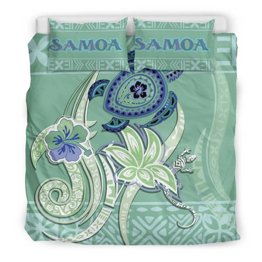 Polynesian Samoa Polynesian Turtle Hibiscus Green A Bedding Set Camlizx