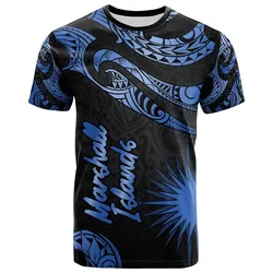 Marshall Islands Polynesian T-Shirt - Poly Tattoo Blue Version