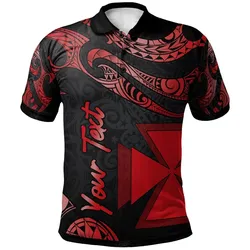 Wallis and Futuna Polynesian Custom Personalised Polo Shirt - Poly Tattoo Red Version