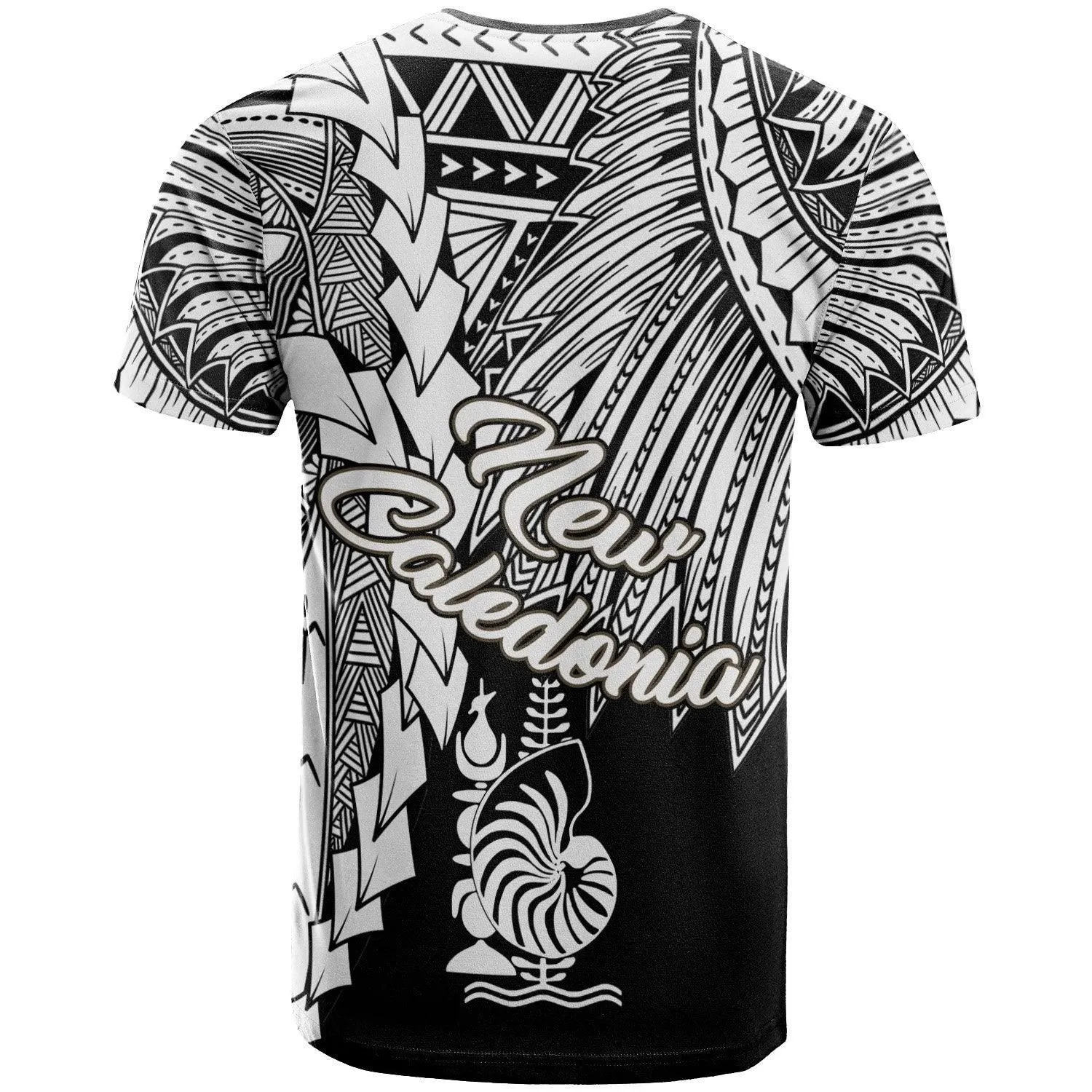 New Caledonia Polynesian Custom Personalised T shirt - Tribal Wave Tattoo White