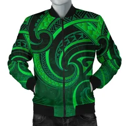 New Zealand Maori Mangopare Men Bomber Jacket Polynesian - Green