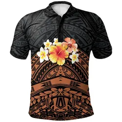 Polynesian Custom Personalised Polo Shirt - Tribal Pattern Hibiscus
