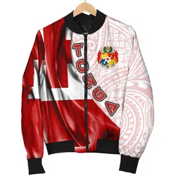 Tonga Polynesian Mens Bomber Jacket - Waving Silky Flag