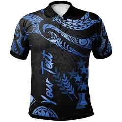 Kosrae Micronesia Custom Personalised Polo Shirt - Poly Tattoo Blue Version