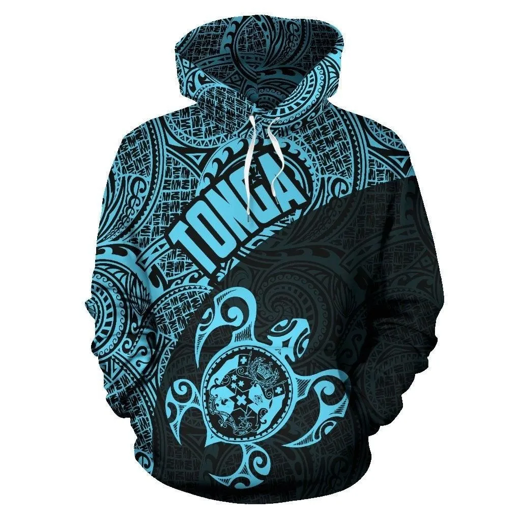 Tonga Hoodie - Tonga Coat of Arms In Turtle Polynesian Tattoo 030