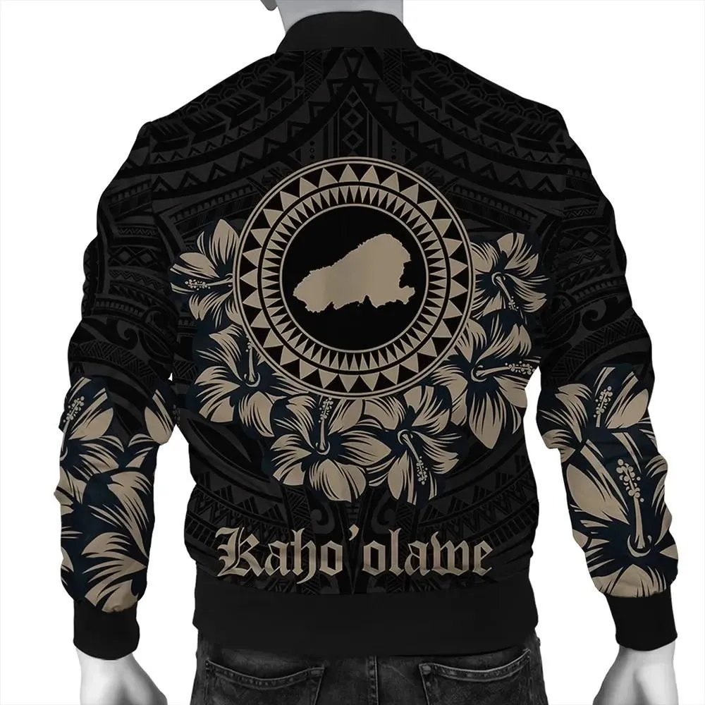 FamilyGater Jacket - Kahoolawe Map Hibiscus Polynesian Bomber Jacket - Lithe Style - AH - JA