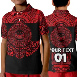 (Custom Personalised) Marquesas Islands Polo Shirt KID Marquesan Tattoo Simplified Version - Red LT8