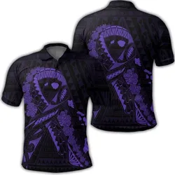 Alohawaii Shirt - Hawaiian Map Heart Ribbon Cancer Hibiscus Purple Polynesian Polo Shirt - AH - J4R