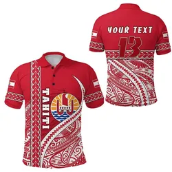 (Custom Personalised) Tahiti Rugby Polo Shirt Marvelous Version Red - Custom Text and Number