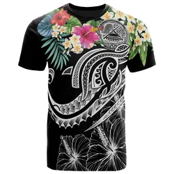 Alohawaii T-Shirt - Tee Polynesian American Samoa - Summer Plumeria (Black) - BN15