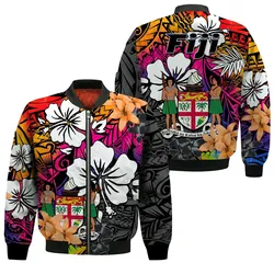 Fiji Tie Dye Bomber Jacket Polynesian Tribal Creative Tropical Flowers LT13