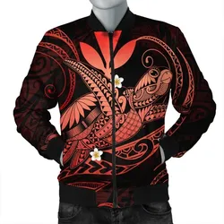 FamilyGater Jacket - Hawaii Turtle Polynesian Bomber Jacket - Nane Style Red - AH - J4R