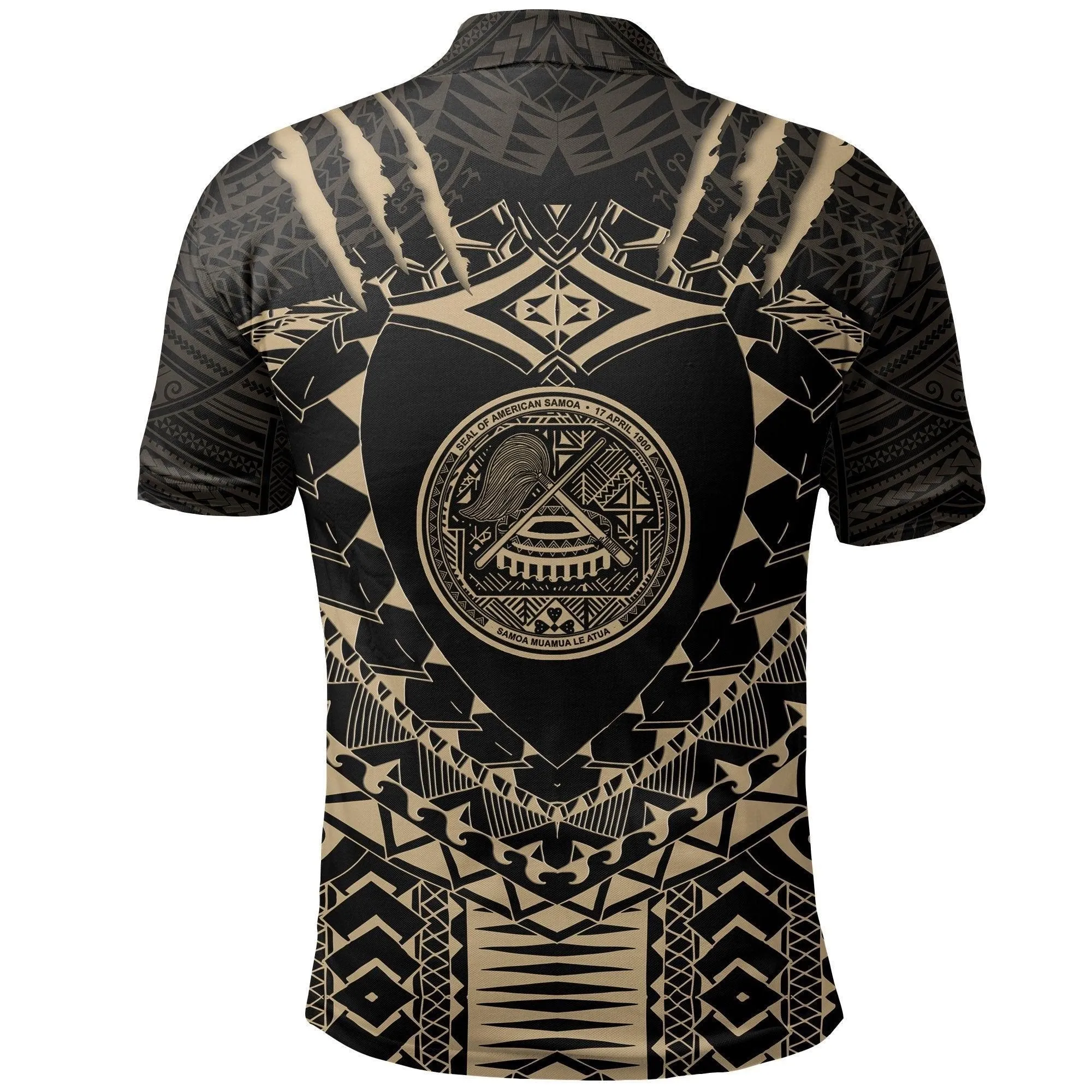American Samoa Tattoo Rugby Polo Shirt - Tan