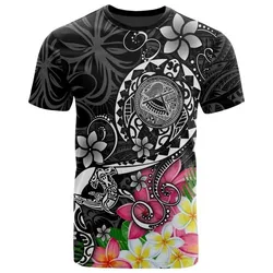 American Samoa Polynesian T Shirts - Turtle Plumeria (Black)