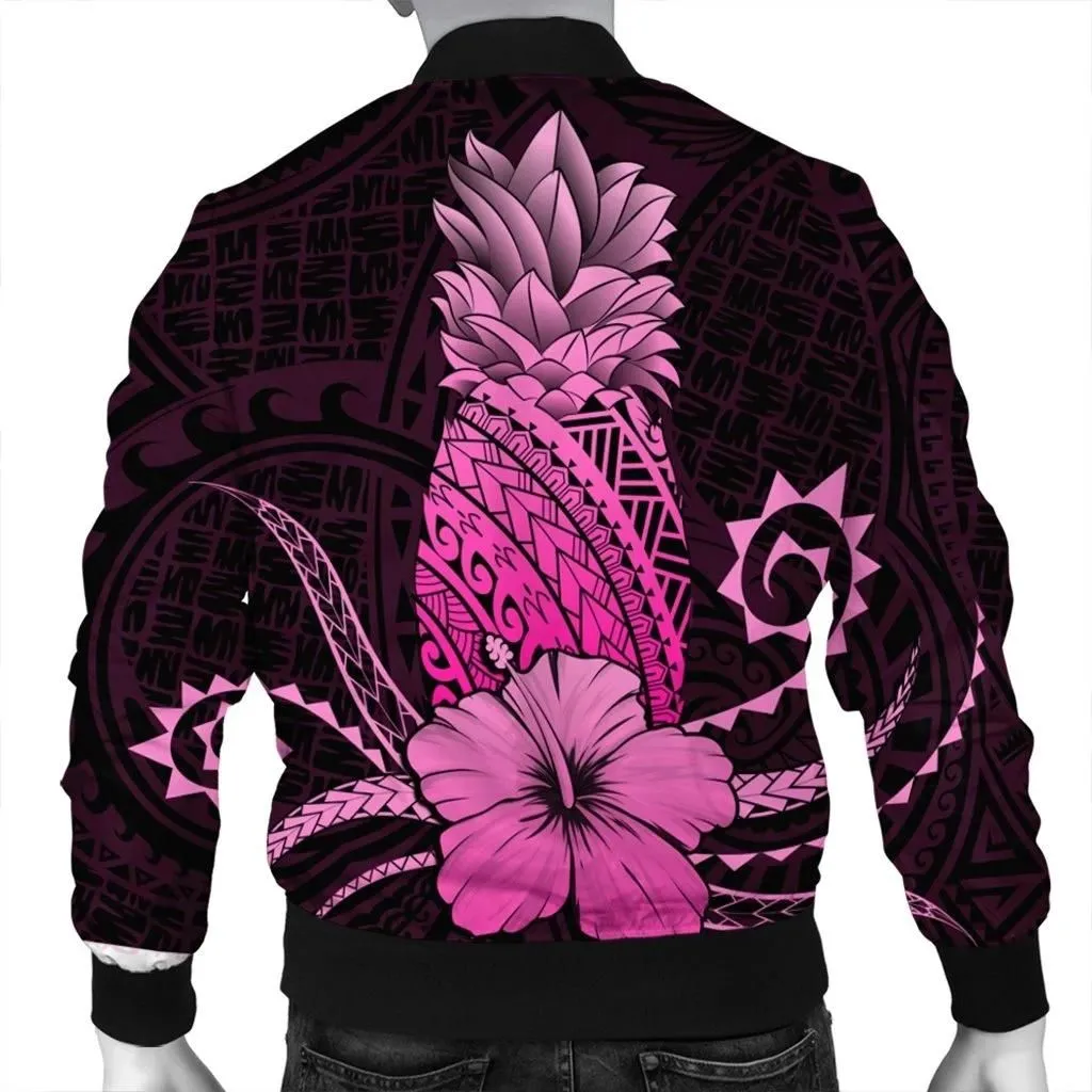 Alohawaii Jacket - Hawaii Polynesian Pineapple Hibiscus Bomber Jacket - Pink - AH - J4R
