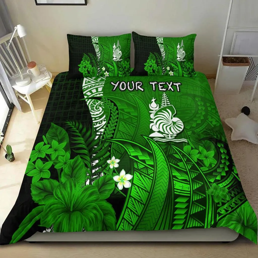 (Custom Personalised) New Caledonia Bedding Set Nautilus Green Polynesian Hibiscus LT13