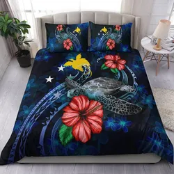 Papua New Guinea Polynesian Bedding Set - Blue Turtle Hibiscus