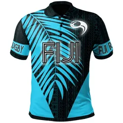 Fiji Polo Shirt - Rugby With Palm Leaf