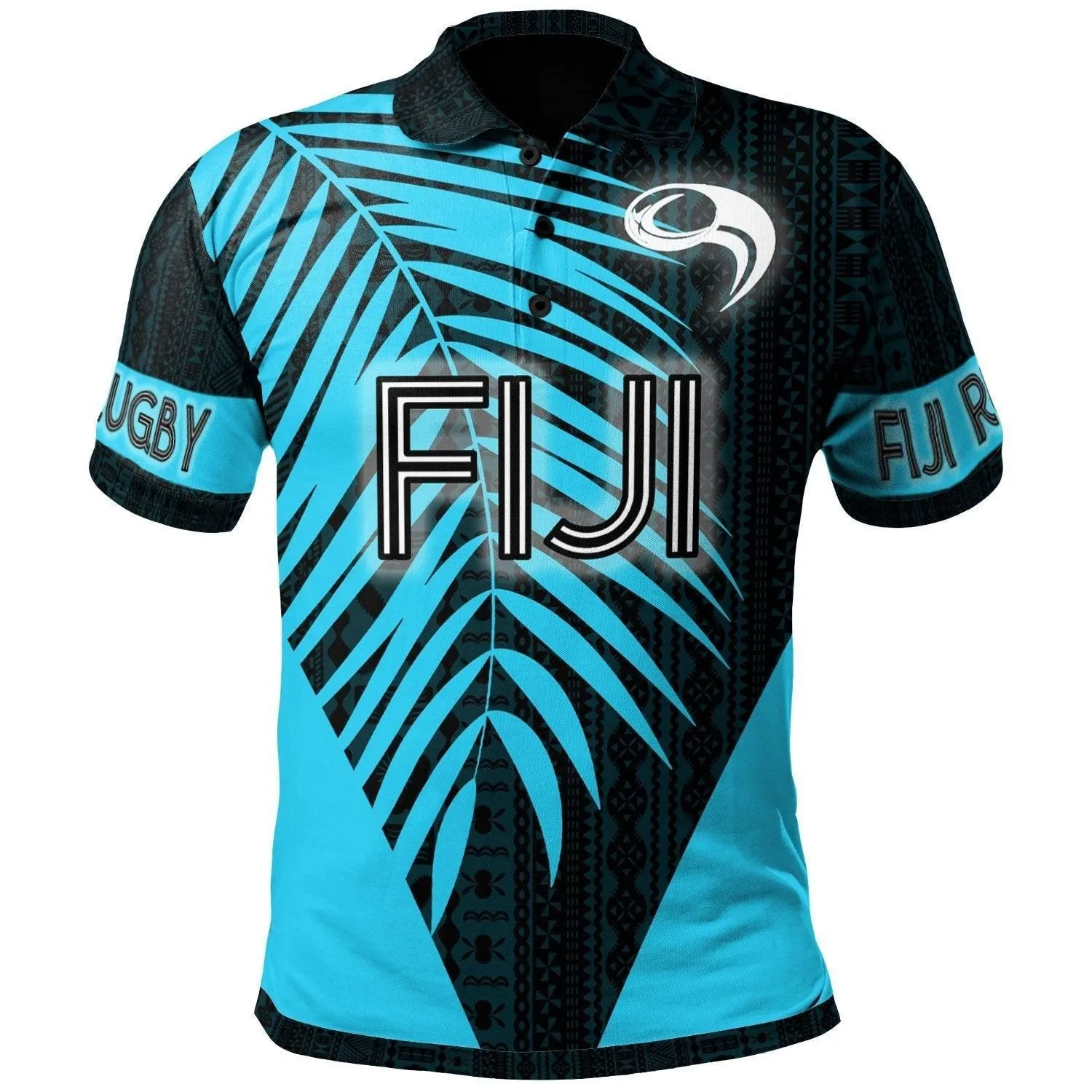 Fiji Polo Shirt - Rugby With Palm Leaf