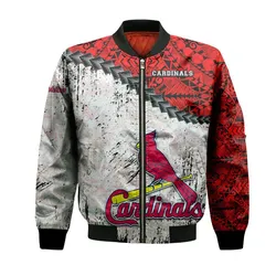 Yorkton Cardinals Bomber Jacket Grunge Polynesian Tattoo - CA BASEBALL