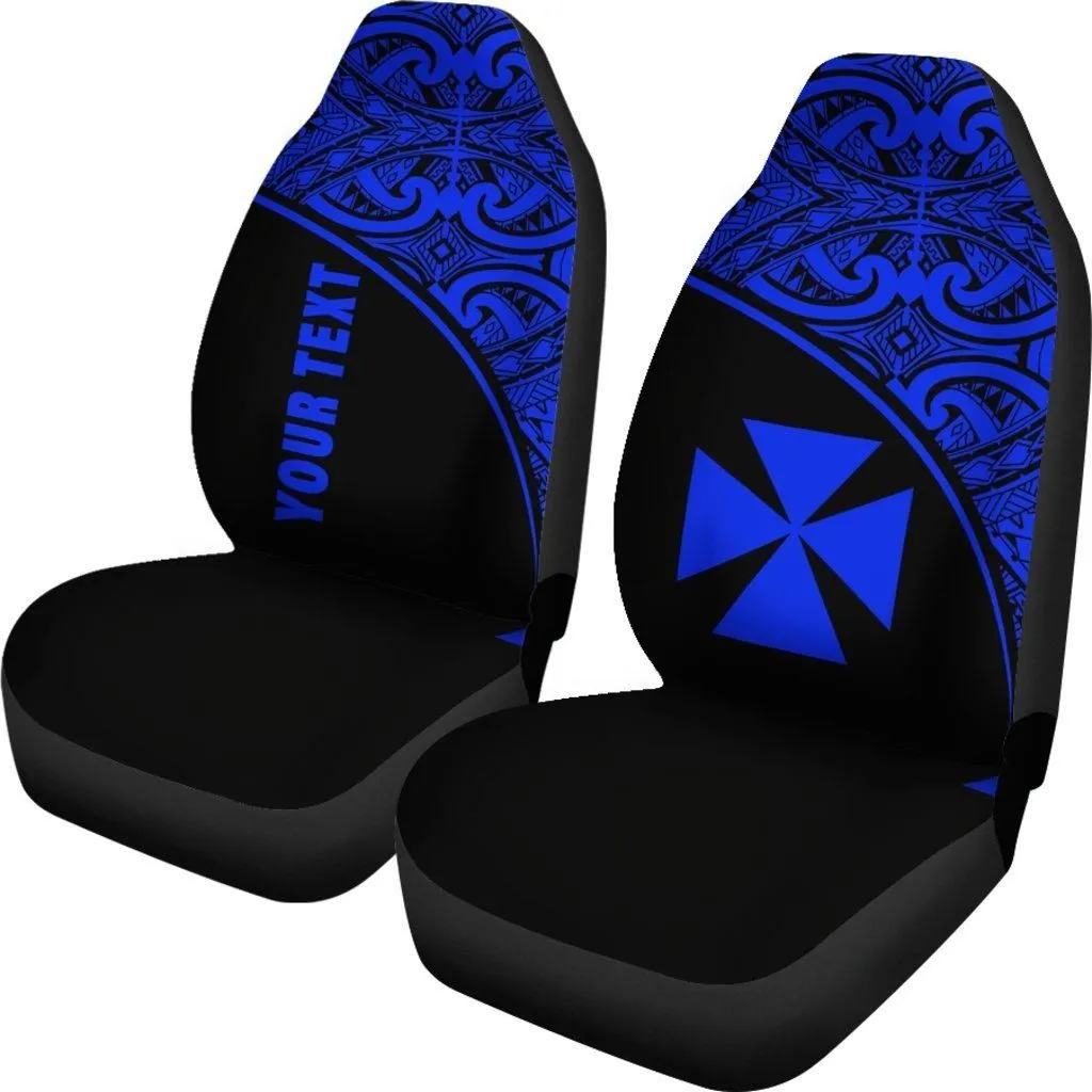 Wallis and Futuna Custom Personalised Car Seat Covers - Wallis and Futuna Coat Of Arms Polynesian Blue Curve