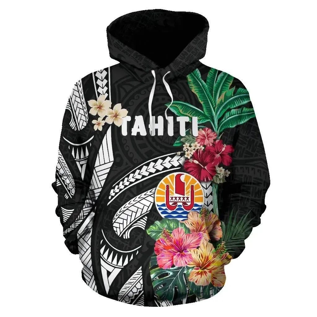 Alohawaii Clothing - Hoodie Tahitian Coat Of Arms Polynesian With Hibiscus TH5