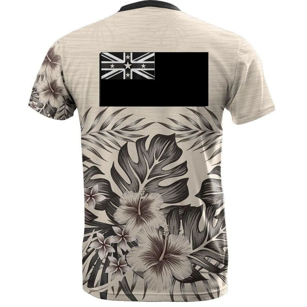 Niue T-Shirt Niue Flag Beige Hibiscus Ver2