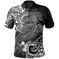 American Samoa Polo Shirt - White Shark Polynesian Tattoo