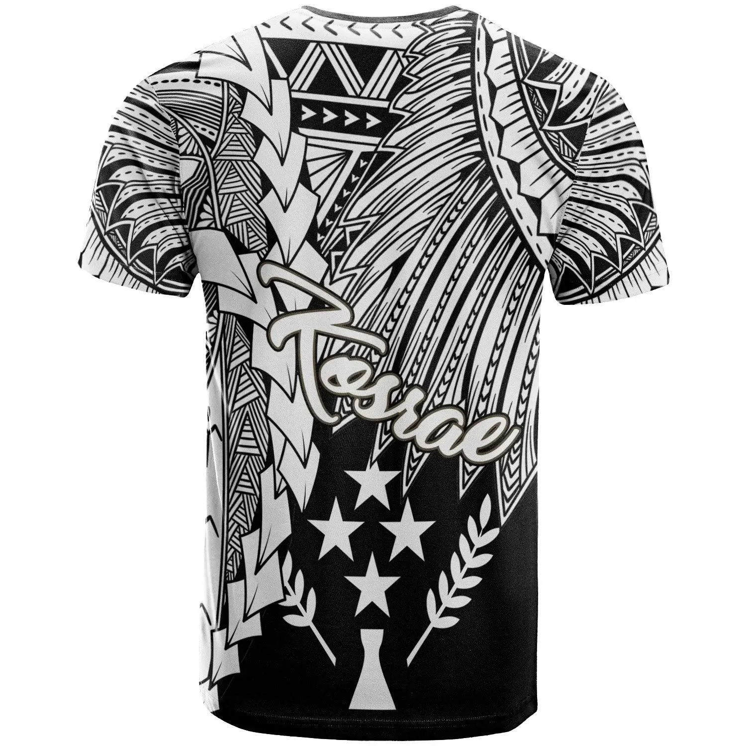 Alohawaii T-Shirt - Tee Kosrae Micronesia Custom Personalised - Tribal Wave Tattoo White - BN12