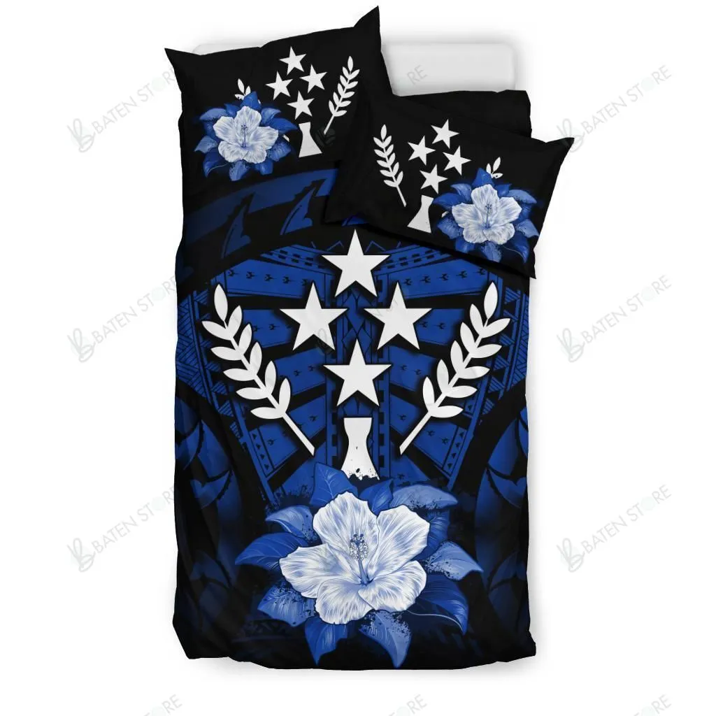 Kosrae Dark Blue Hibiscus Bedding Set Bedroom Decor