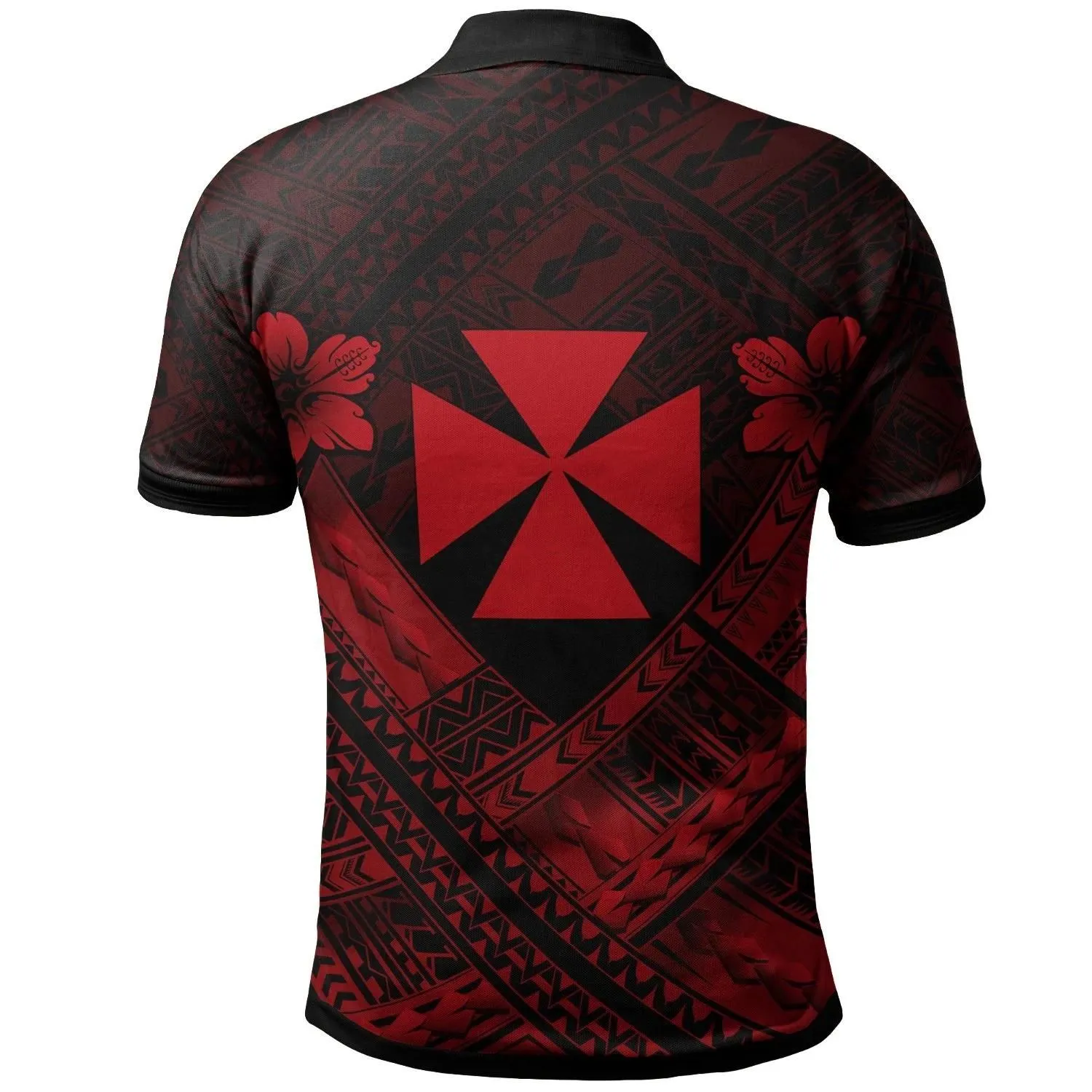 Wallis And Futuna Custom Polynesian Polo Shirts - Wallis And Futuna Seal Camisole Hibiscus Style (Red)- BN18
