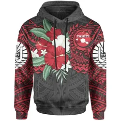 Alohawaii Clothing - Hoodie Tahiti Polynesian - Hibiscus and Sea Turtle (Red) - BN15